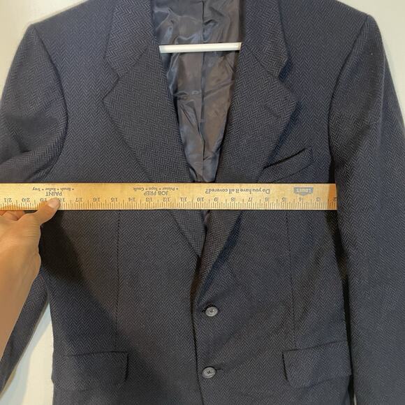 Hickey Freeman Sport Coat Mens 41R 100% Cashmere Blazer Jacket Blue Herringbone - Picture 3 of 10